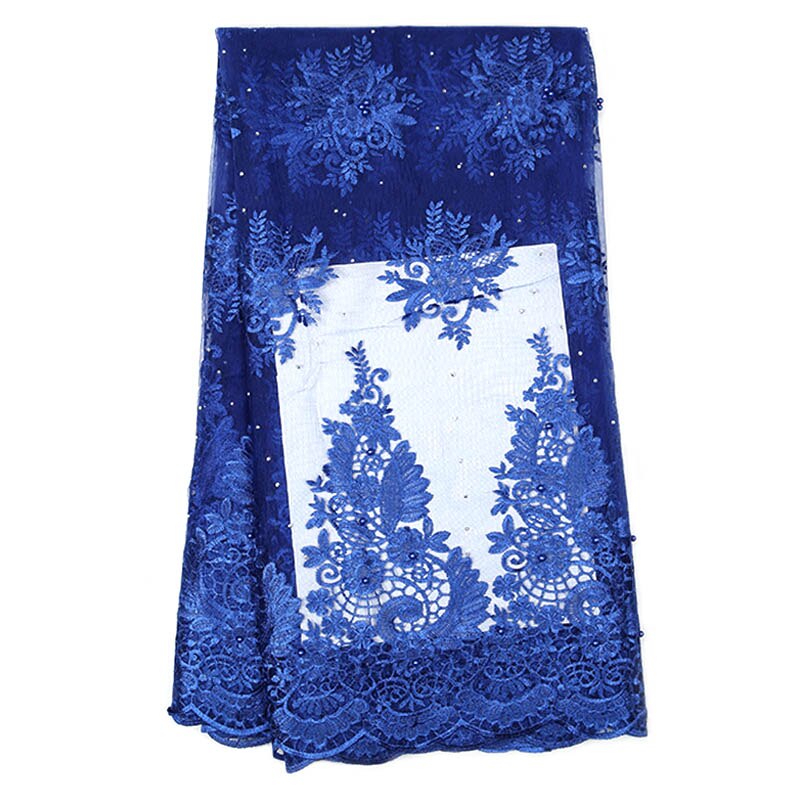 African French mesh lace fabric with African beads embroidered lace tulle Nigerian lace wedding dress: Purple 