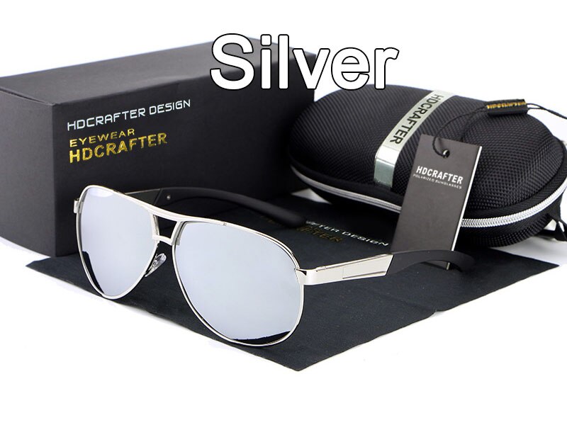 HDCRAFTER Sunglasses Men Polarized Polarized Mirror Lens Eyewear Sun Glasses for Men Brand Driving oculos de sol: Silver