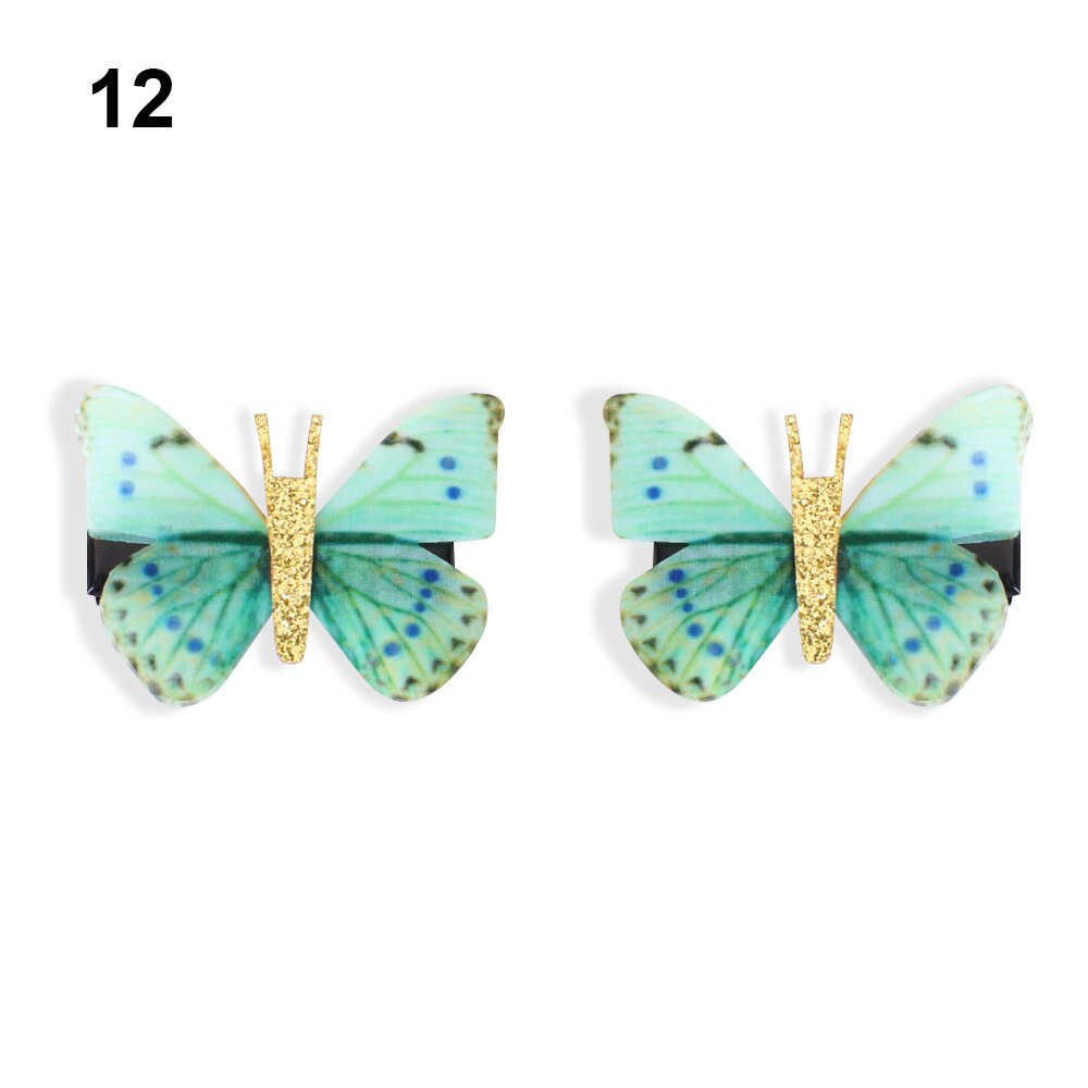 2 pièces belle strass papillon pince à cheveux Double couches Tulle épingle à cheveux accessoires de coiffure outils pour les femmes fille: 12