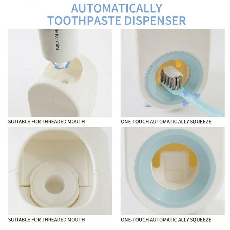 Automatic Toothpaste Dispenser 3 colors Hands Free Toothbrush Toothpaste Squeezers Storage Shelf Wall Hangers Cool lifestyle