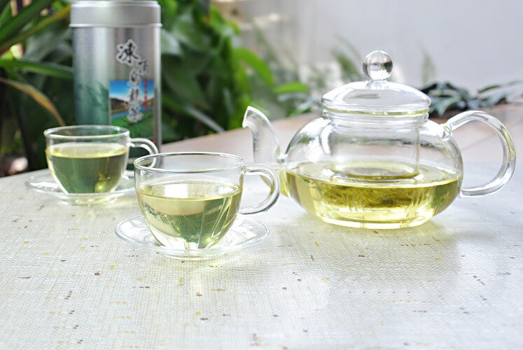 2 set/partij Verdikking hittebestendige transparante bloem thee kop en schotel 80 ML JN 1015