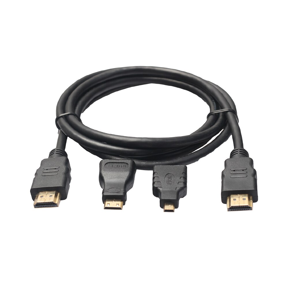 Adaptador 3 en 1 chapado en oro V1.4 HDMI a HDMI Mini HDMI Cable Micro HDMI para Xbox360 para PS3 HDTV 1080P móvil