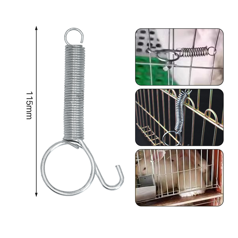 4/8Pcs Multifunctionele Lente Dierenkooivergrendelingen Lock Lente Konijn Kooi Deur Trekveer Met Haak Voor Het Bevestigen Van Alle Huisdieren Kooien: M / Rood
