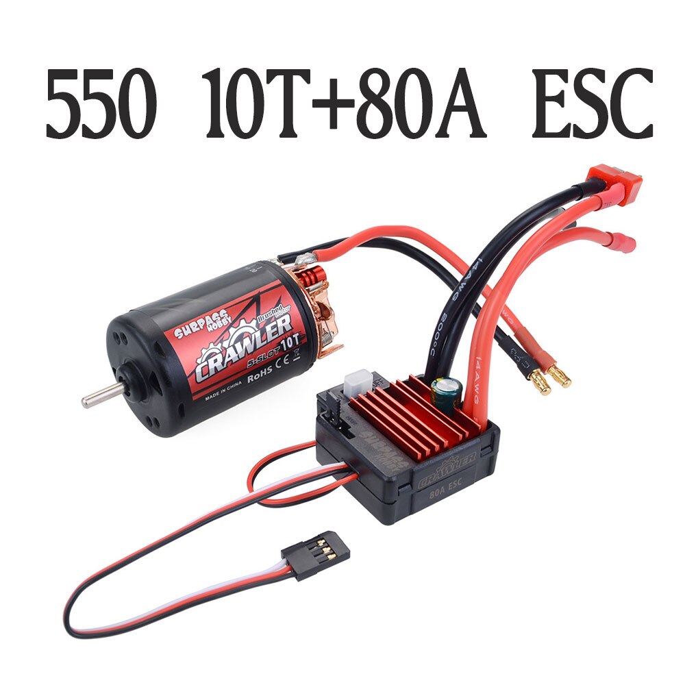 Waterproof 5-Slot 540 550 10T 11T 12T 13T 16T 20T Brushed motor w/ 60A 80A ESC for tamiya Kyosho TRAXXAS WLtoys 1/10 RC Car: 550 10T 80A ESC