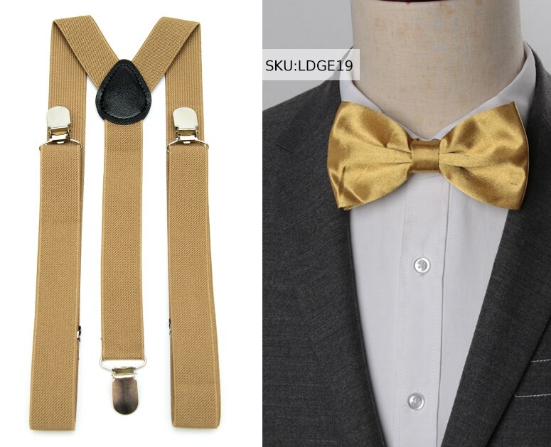 Hosenträger Fliege Set Männer Suspensorio für Mann Junge Frauen Bowtie Hosenträger Hosen Tirantes Hochzeit Freizeit Hemd Bleibt: LDGE19