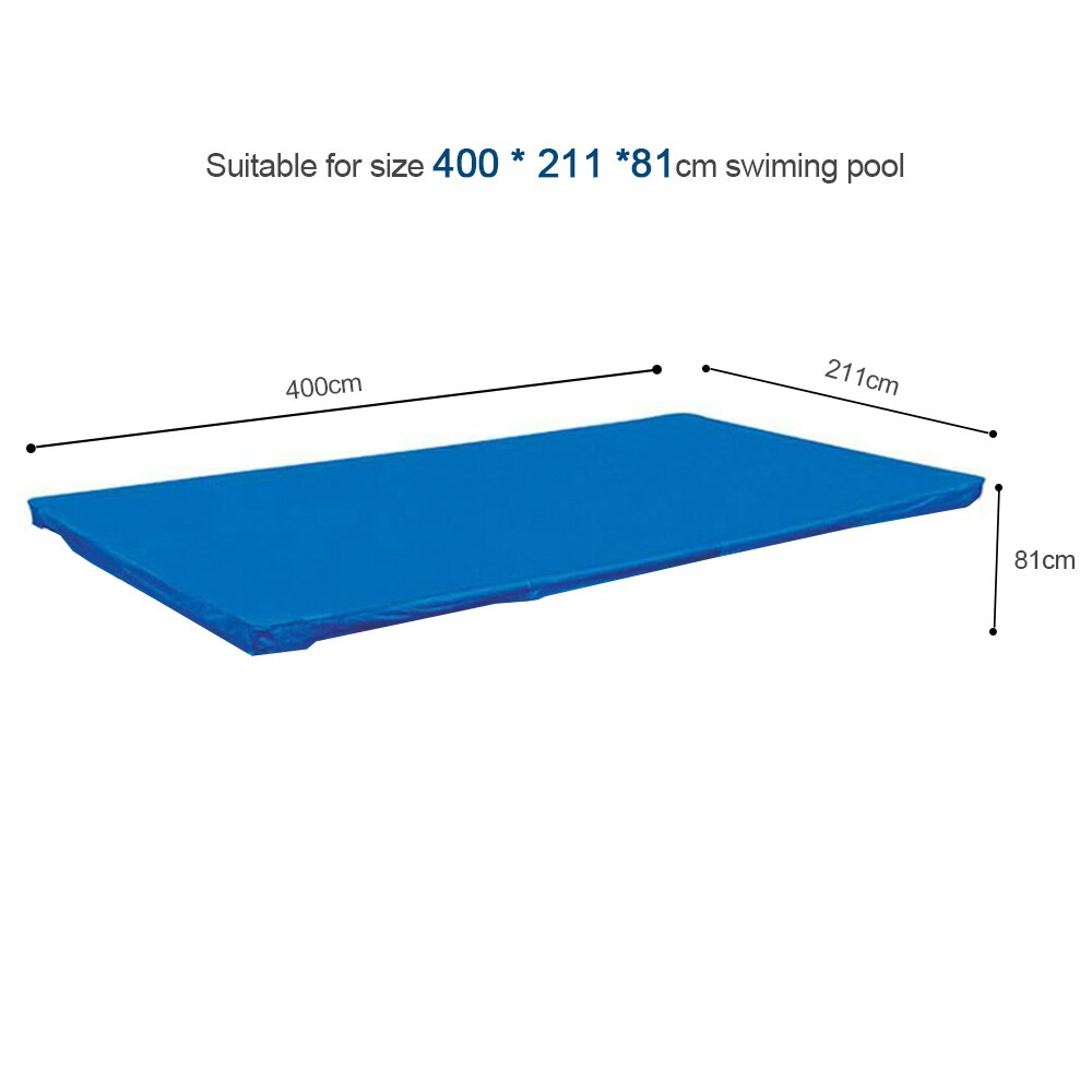 Swimmingpooldæksel rundt rektangel vandtæt støvdækselmåtte swimmingpool tilbehør til 457/244/366/305/183cm svømmepøl: 400 x 211 x 81cm