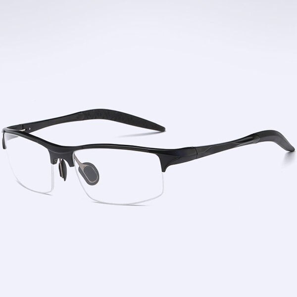Super Light Aluminum Half Frame Glasses Men Brand Classic Myopia Prescription Eyeglasses Frame Male Ultralight: Black