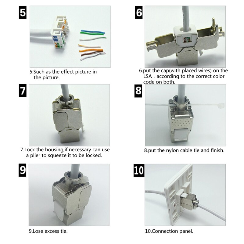 5PCS RJ45 Toolless Keystone Jack Cat6 Cat6A Shielded Module Keystone Jack Network Connector LSA Toolfree