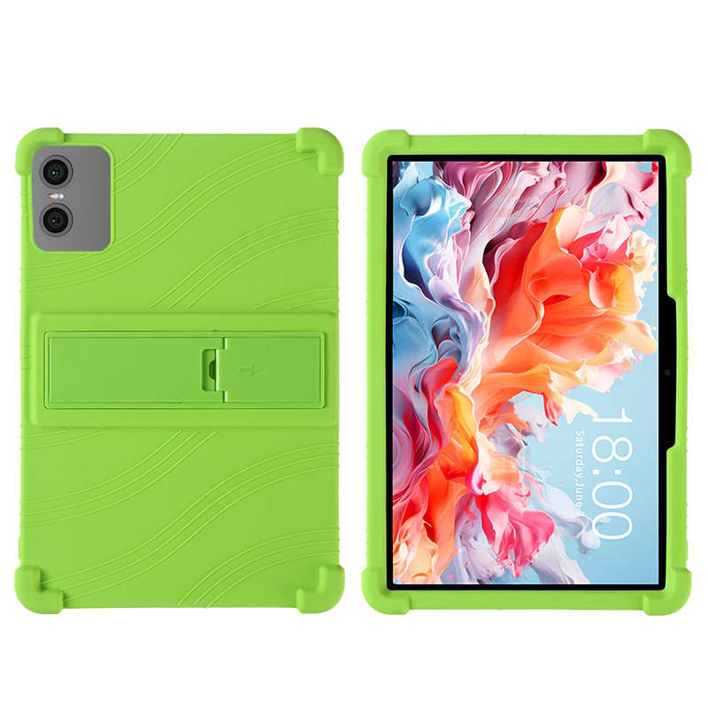 For Teclast P30T P30 Tablet 10.1 Inch Kickstand Coat Shockproof Tablet Case Android 14 Soft Silicon Stand Protective Shell Cover: green