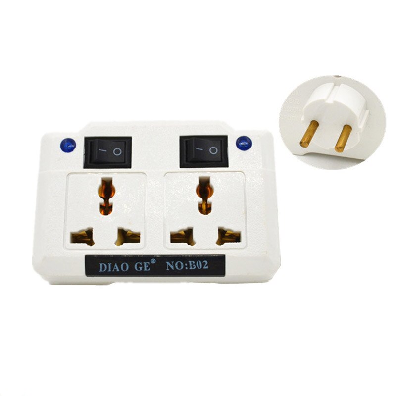 250V 10A independent switch Germany socket Splitter 2jacks 2 way outlet extend plug socket UK/US/EU/AU to Germany converter 2PC: Default Title