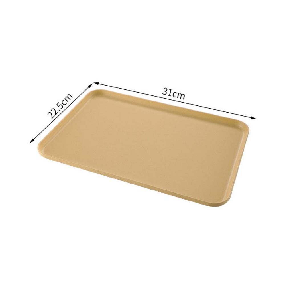 Plastic Wheat Straw Storage Tray Eco-friendly Large Capacity Rectangular Serving Tray Exquisite Fruit Salad Tray Hotel: light yellow