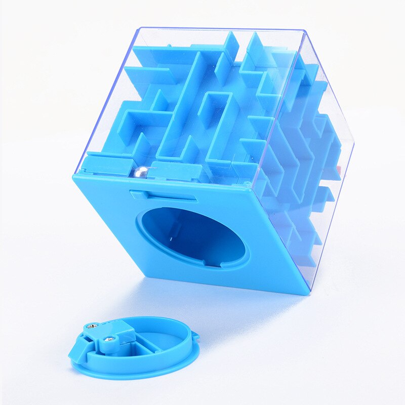 4577 Large Size Intelligence Maze Toy 3D Maze Coin Bank Transparent Roll-on Cube Block