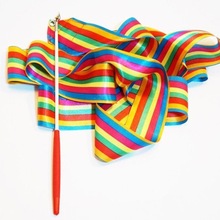 Farverigt polyester (bånd) + fiber (stick) kunstnerisk gymnastikbånd til sport og fitnessdans
