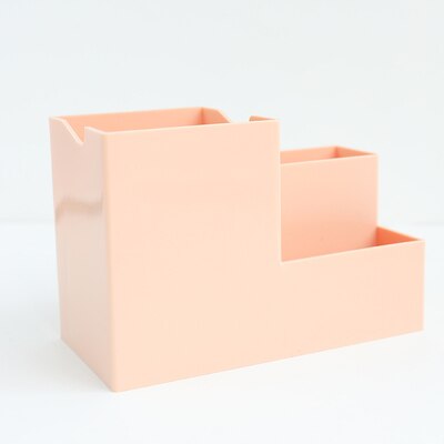 Multi-fonction 4 grilles porte-stylo de bureau conteneur organisateur de bureau papeterie carré stylo porte-crayon boîte de rangement en plastique 1PC: d