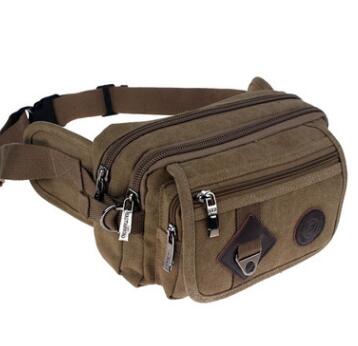 Canvas Messenger Bag Zakken Rijden Anti-Diefstal Kleine Pakket Mannen Taille Tas: Khaki