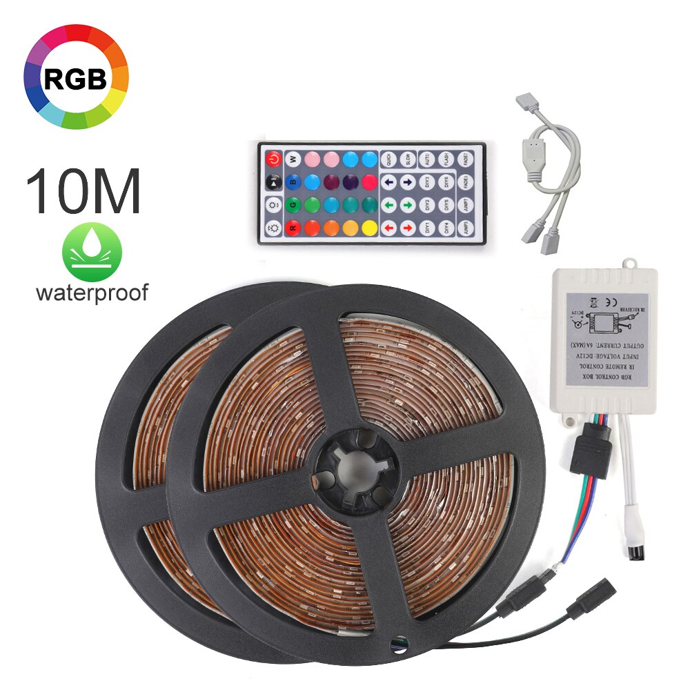 10M RGB 3528 LED Band Multicolor Changing LED Strip Light With 44key Remote Controller String Lights With Self-adhensive Tape: L