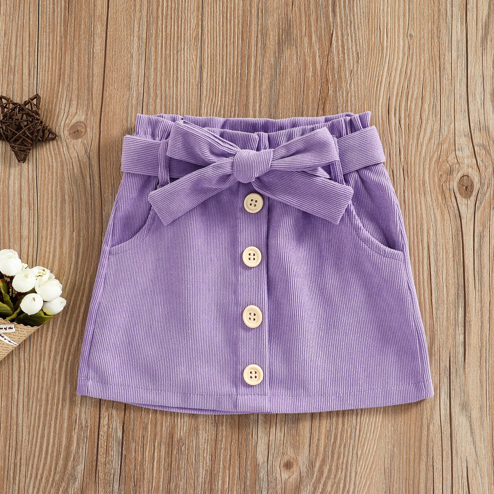 Ma y 1-6Y los niños chico bebé niñas faldas de pana arco Botón Línea faldas primavera otoño ropa D84