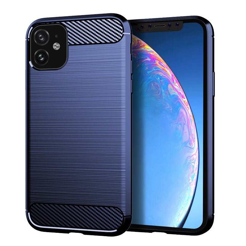 Rubber Carbon Fiber Case For iPhone 11 12 PRO MAX 7 7Plus 8 8Plus X XR XS MAX 5S SE 5 6 6S Ultra Thin Silicone Cover Coque