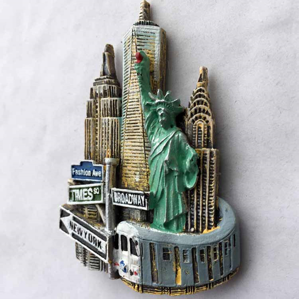 York USA 3D Fridge Magnets Tourism Souvenir Refrigerator Magnetic Sticker Collection Handicraft