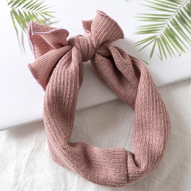 Novo coreano crianças cruz faixa de cabelo arco tecido estiramento bandana outono e inverno meninas do bebê acessórios de cabelo: Pink