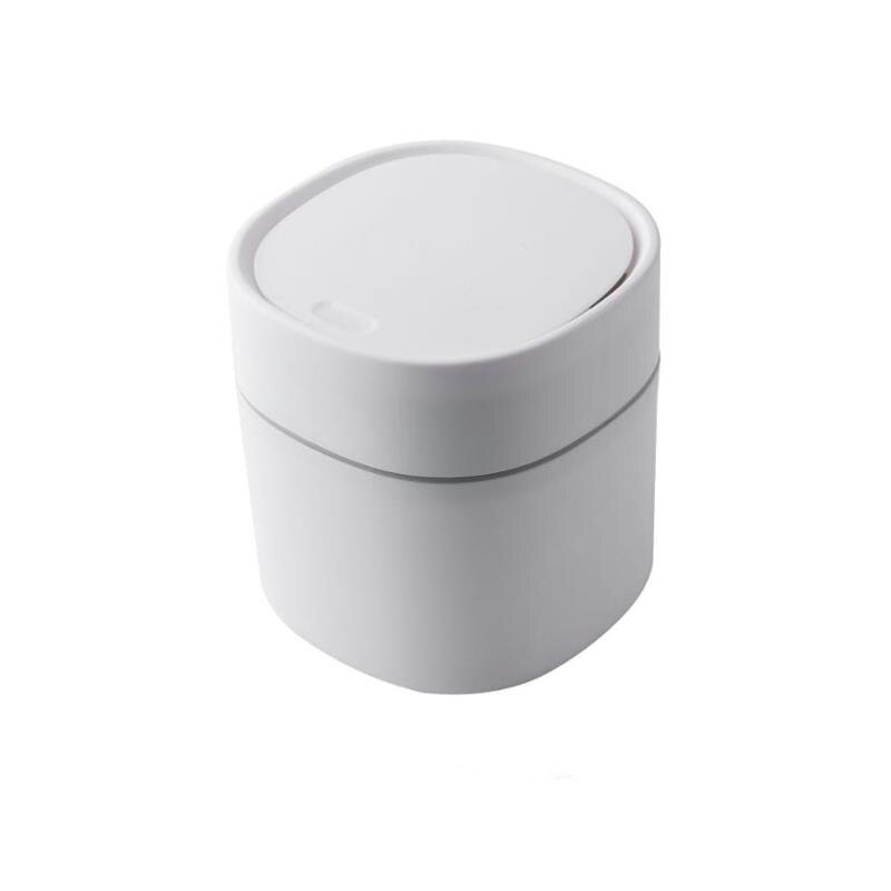 Mini Small Waste Bin Desktop Garbage Plastic Home Office Table Storage Bucket Car Living Room Dustbin Basket Sundries Barrel Box: Press White