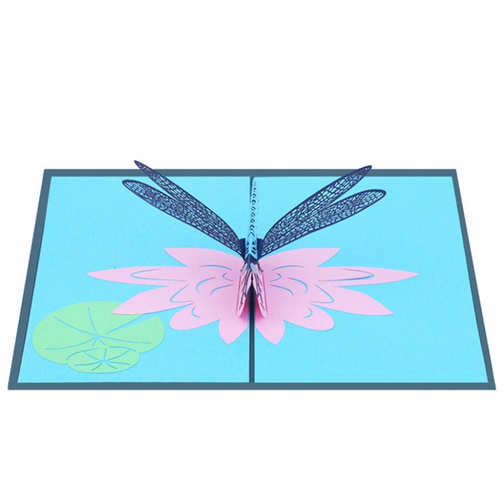 3D Pop Up Greeting Card Dragonfly Handmade Birthday Christmas Wedding Invitation