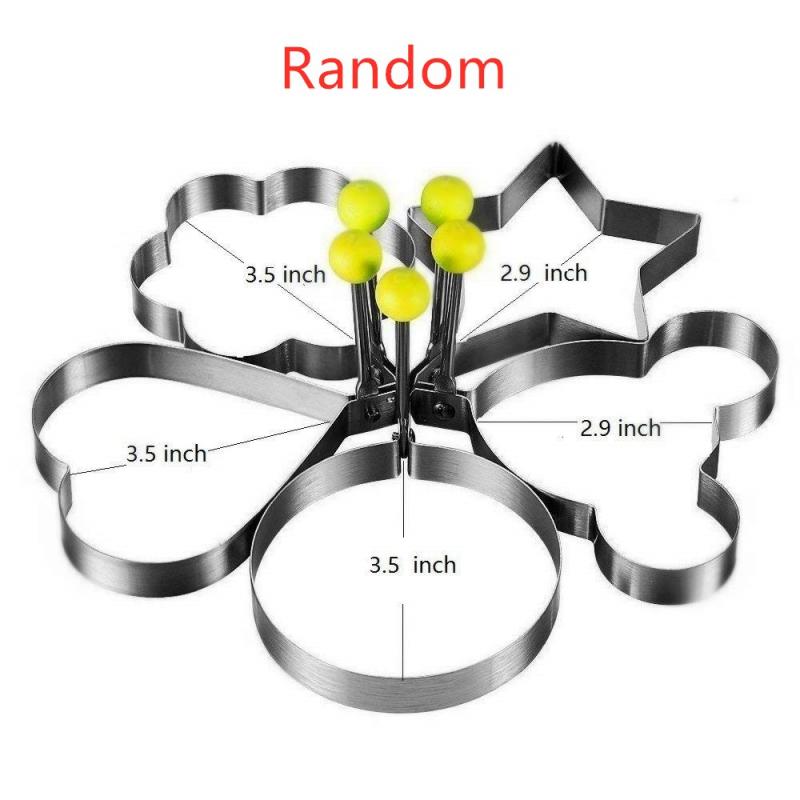 5 Estilo de acero inoxidable huevo frito Shaper molde para tortillas decoración freír huevos cocinar tortitas herramientas cocina accesorios herramientas: 1Pcs Random