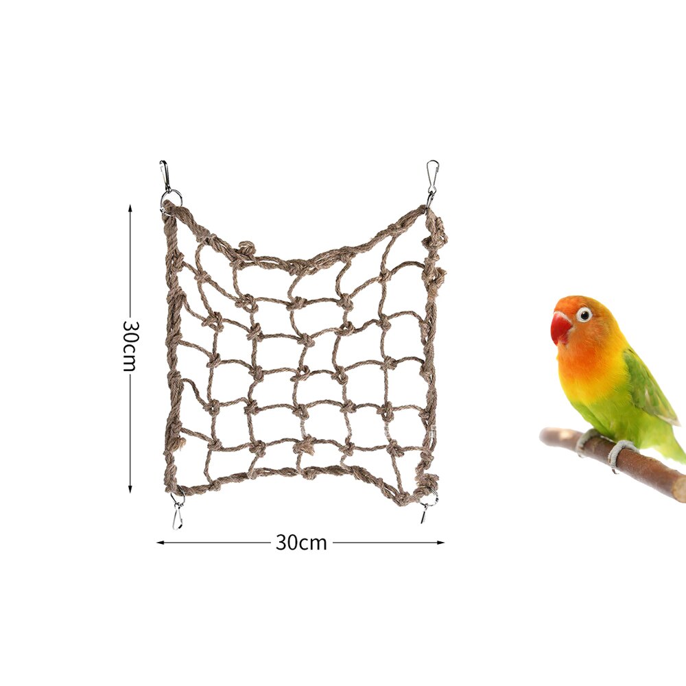 Pet Bird Climbing Net Bird Parrot Toys Hemp Rope Training Climbing Toy Pet Bed Bird Toy: Black
