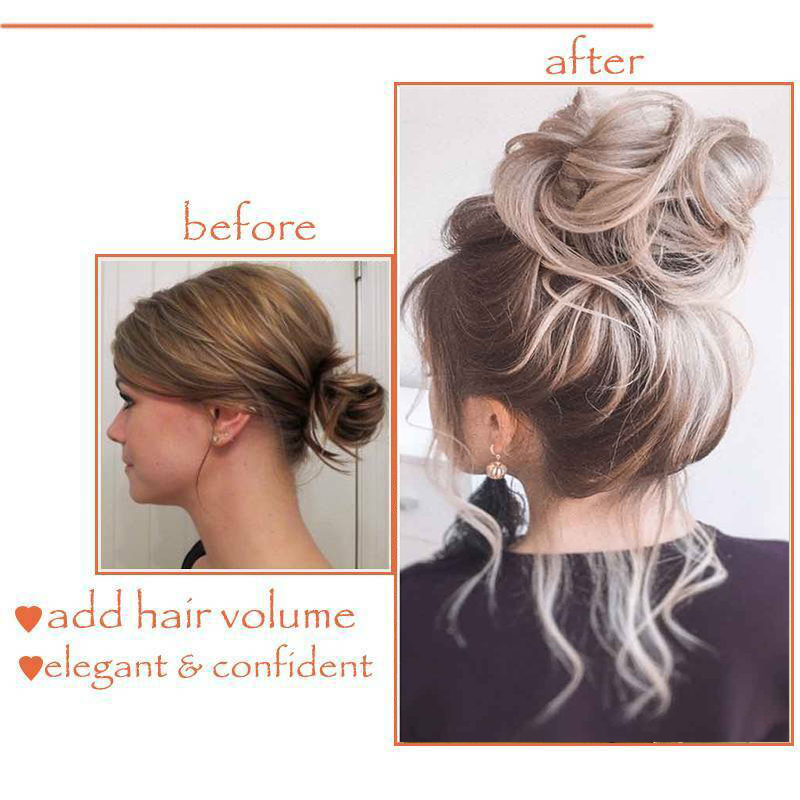 Xinran syntetisk hårstykke rodet knold pjusket hårstykke elastikbånd chignon hår krøllet scrunchie updo cover til kvinder 17 farver