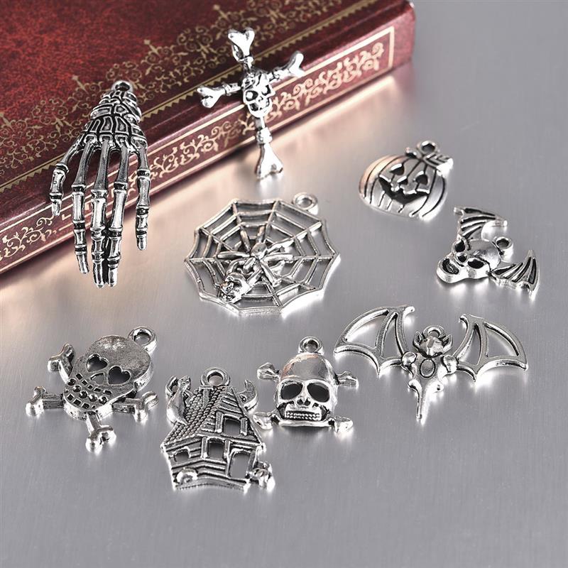 60 stücke Mixed Tibetischen Silber Halloween Kürbis Schädel Charme Anhänger Legierung Pendent Handwerk für Armband Halskette DIY Schmuck Erkenntnisse