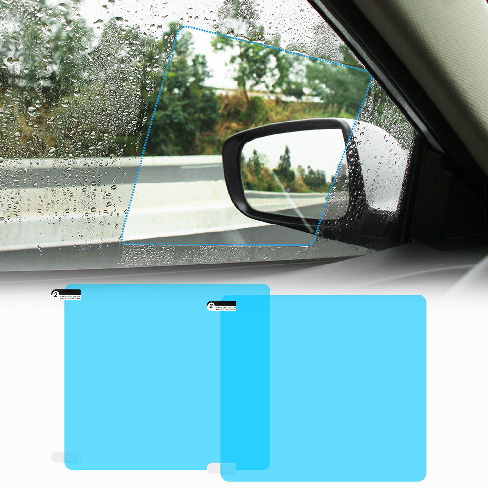 1 par auto bil anti vand tåge film anti tåge belægning regntæt hydrofob bakspejl beskyttende film 2 størrelser