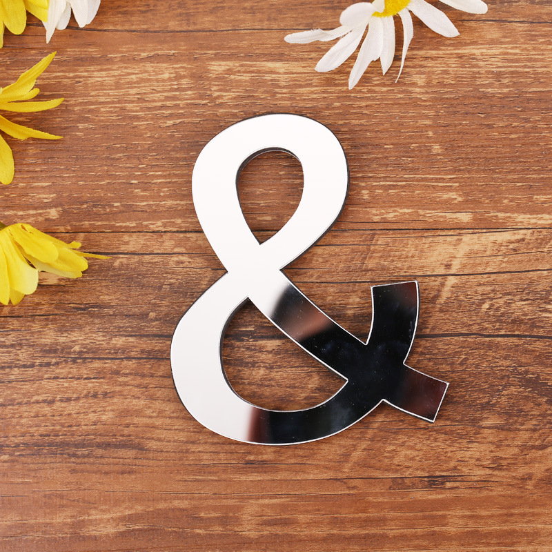 Silver Letter Acrylic 3D Mirror Wall Sticker Home Decor Alphabet Poster For Birthday Party Wedding Diy Wallpaper Peel & Stick
