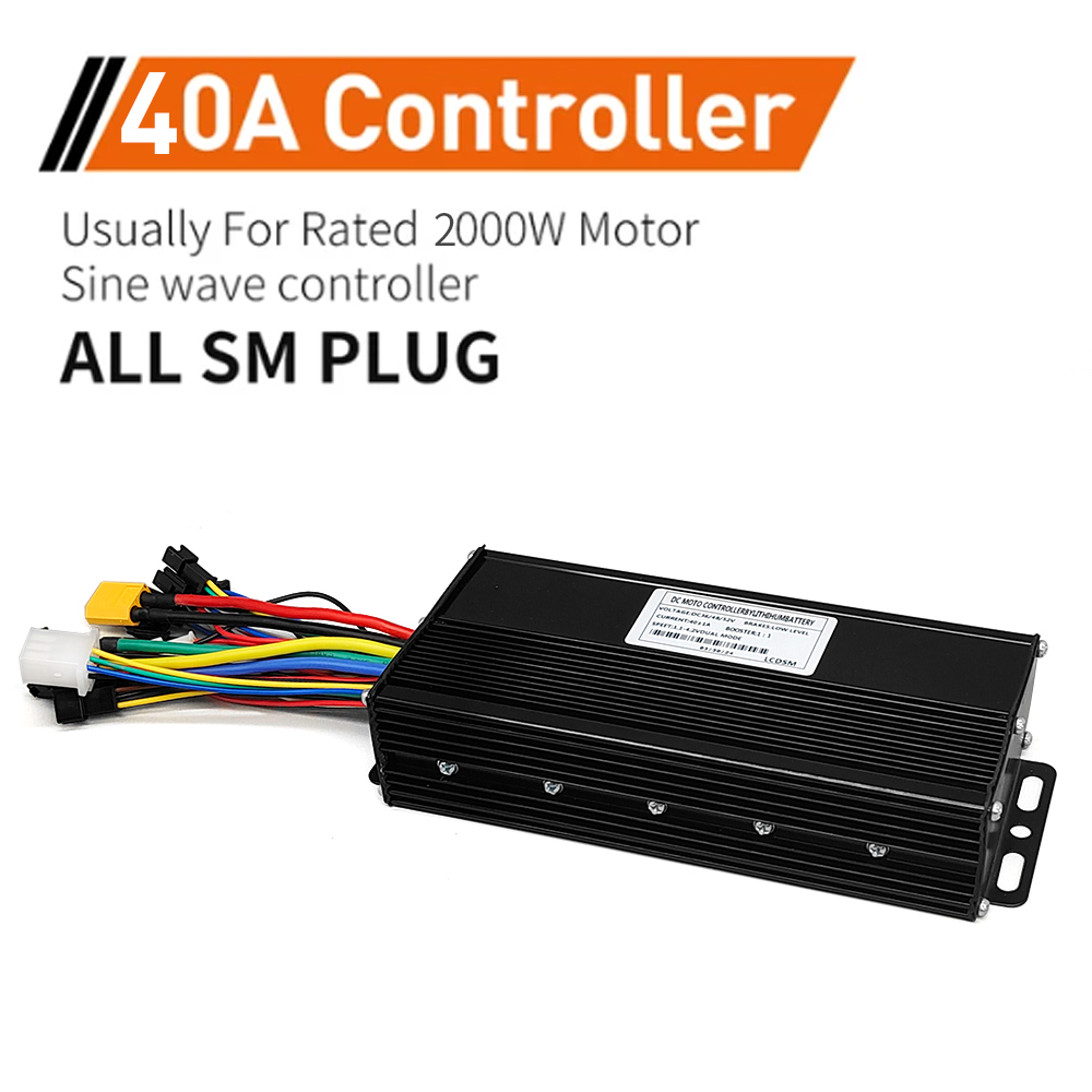 Elsykkel sinusbølge 3- modus kontrollersett 17a 26a 30a 40a tft-skjerm 1 t 5- kabel gass hall ubegrenset motor 350w-1000w motorer: Blå