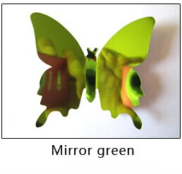 12pcs/set Mirror Silver 3D Butterfly Wall Stickers Party Wedding Decor DIY Home Decorations Butterfly Fridge Decal: Green