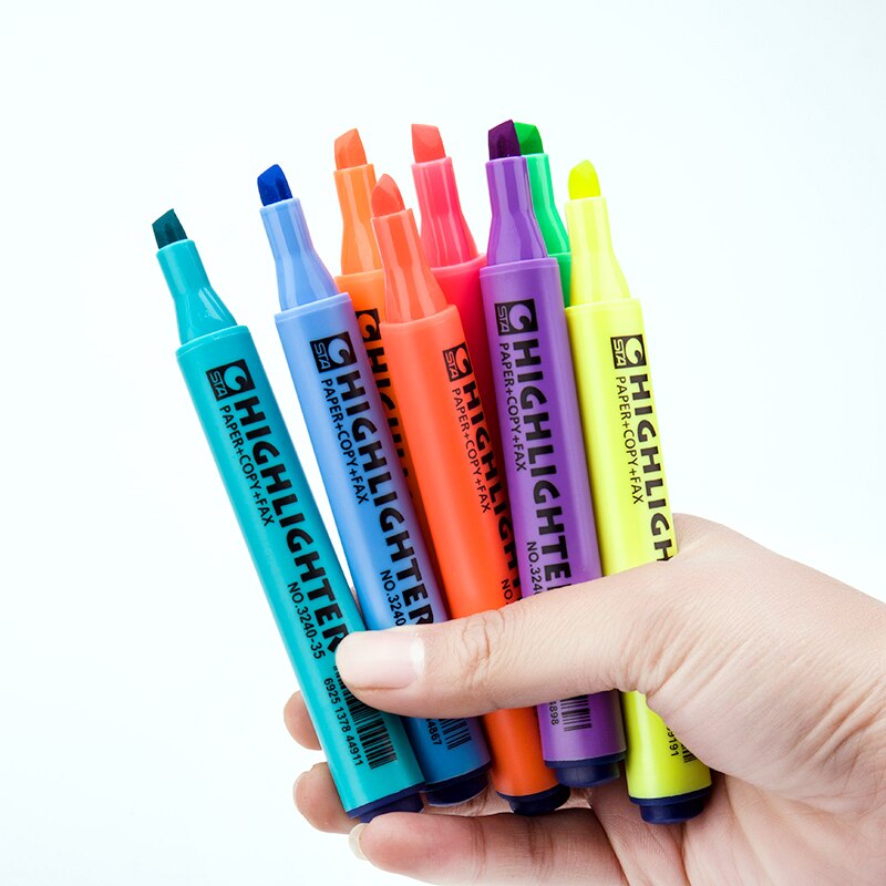 Driehoekige Vat Fluorescerende Highlighter Pennen voor Papier Kopie Fax DIY Tekening Marker Pen voor School Kantoorbenodigdheden