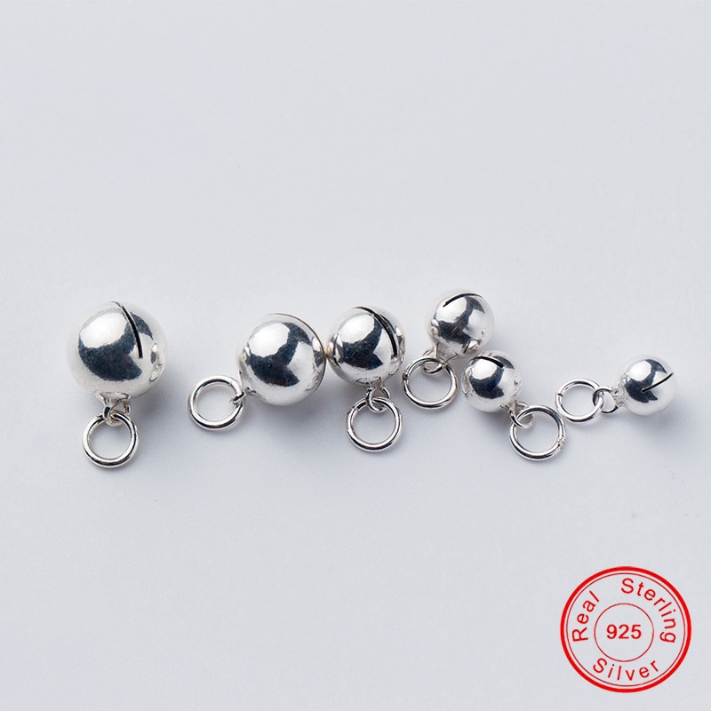 Uqbing 100% 925 Sterling Zilver 5 Mm ~ 10 Mm Bal Bell Kralen Hanger Voor Vrouwen Diy Armband Kettingen diy Sieraden