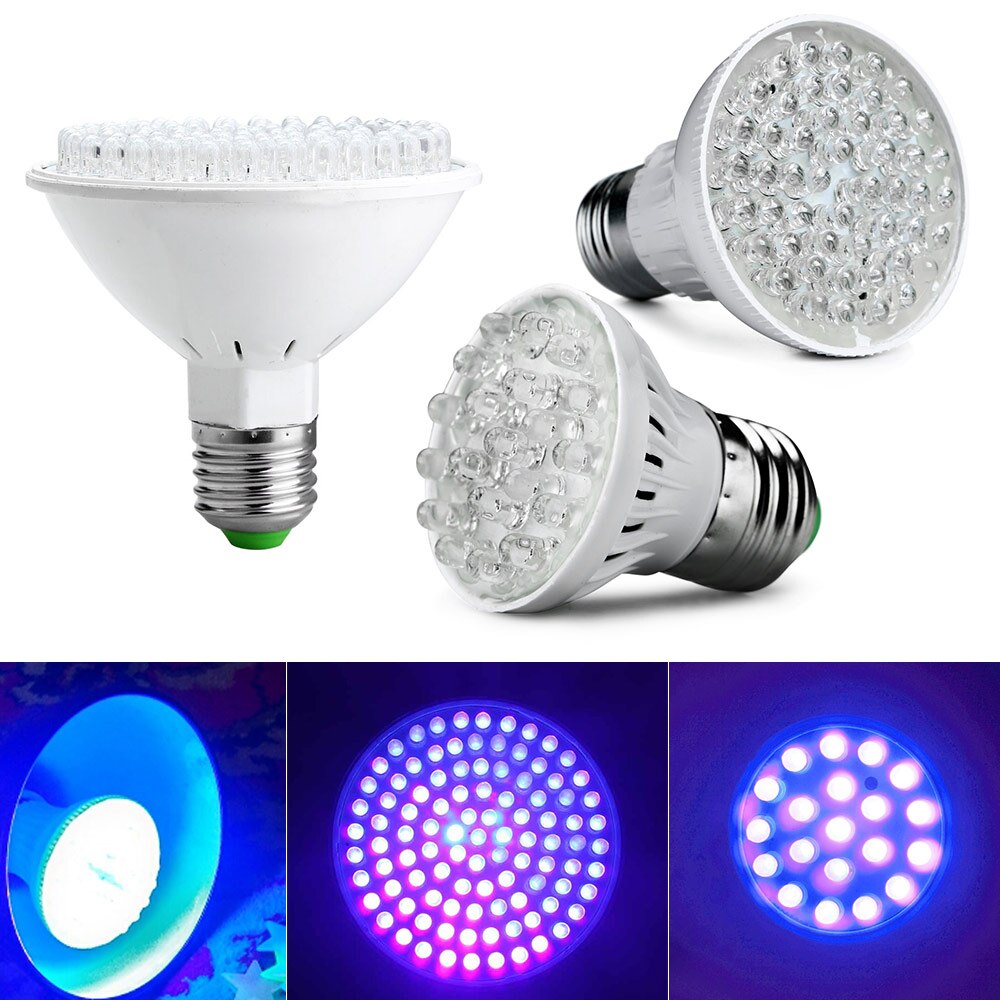 1Pcs Led Lamp Ultra Heldere E27 Uv Lamp Ultraviolet Kleur Paars Licht 100 / 50 /20LED Lamp 110/220V Led Spaarlamp Party