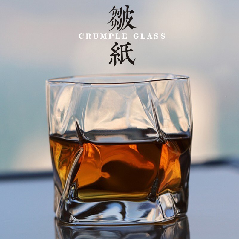 Japansk edo krøllet papir uregelmæssig form krystal facetteret der whiskybecher whisky whisky rock glas kunstværk vin kop