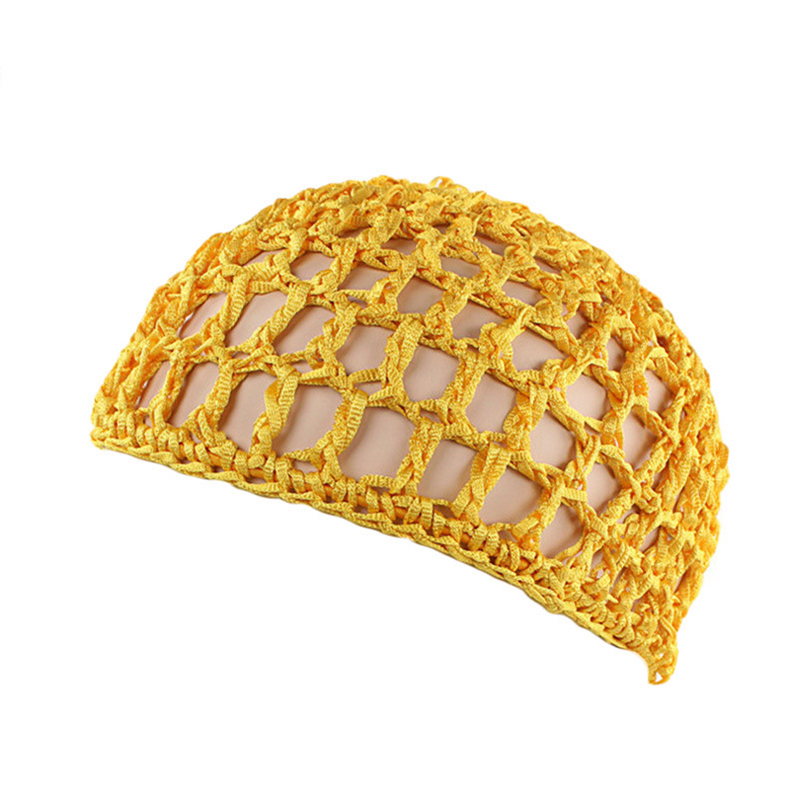 1 unidad de malla de ganchillo para el cabello, gorro tejido para el cabello, gorro de noche, gorro para dormir para mujer, accesorios para cubrir la cabeza de la peluca: YELLOW