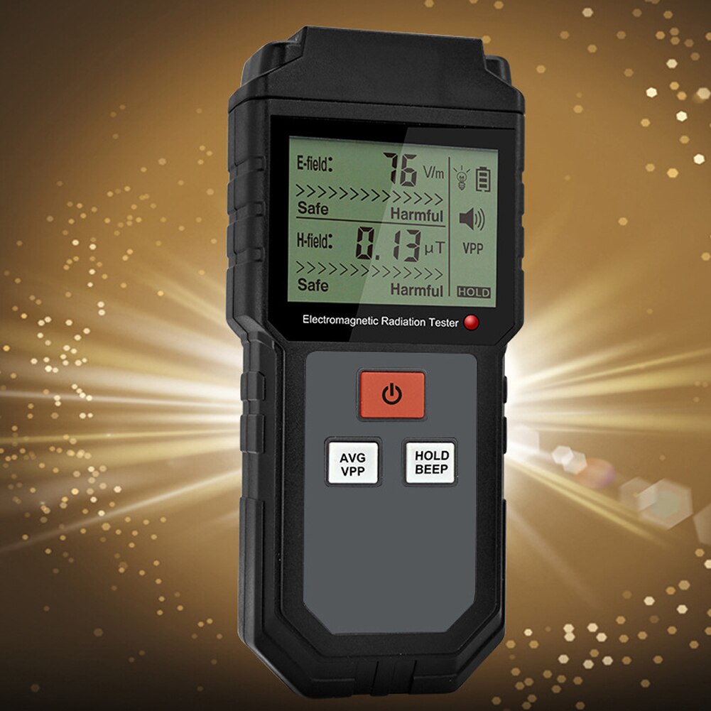 ET825 Durable Light Alarm Radio Wave Digital Electromagnetic Detector ABS Data Locking Radiation Meter Safety Smart Monitor