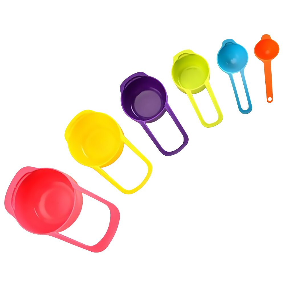 Juego de cucharas de taza medidora anidadas, utensilios de cocina para hornear, coloridos, 6 uds.: Default Title