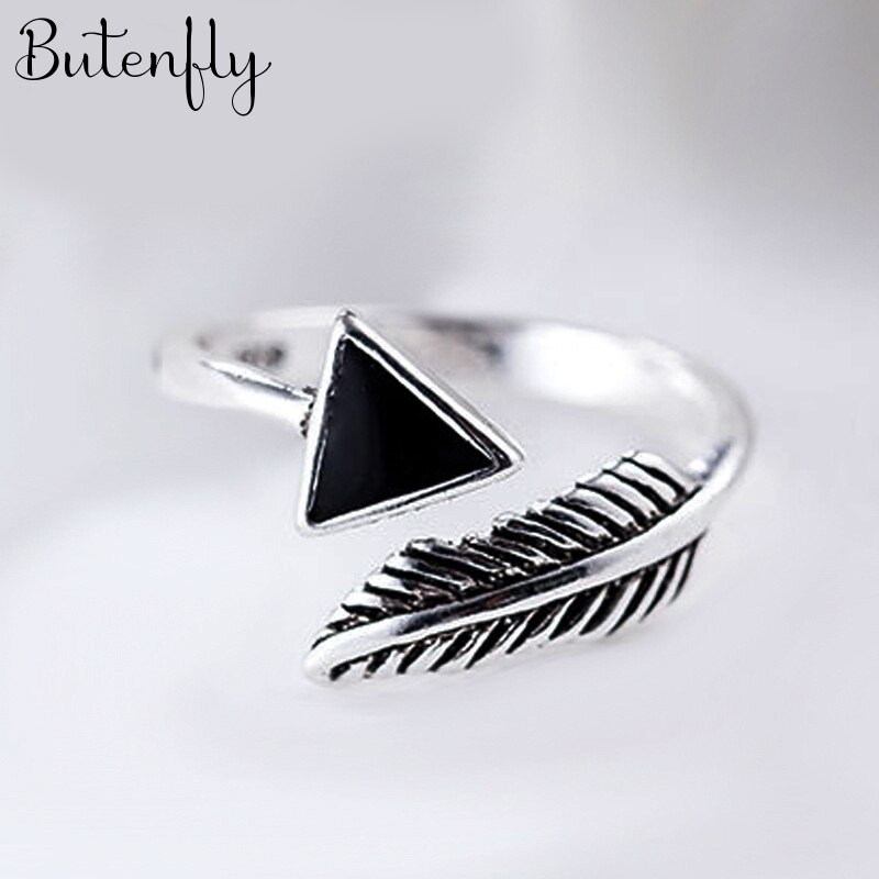Persoonlijkheid Bohemian Vintage Zwarte Driehoek Ringen Voor Vrouwen Mannen Vintage Ringen Gothic Sieraden Valentines