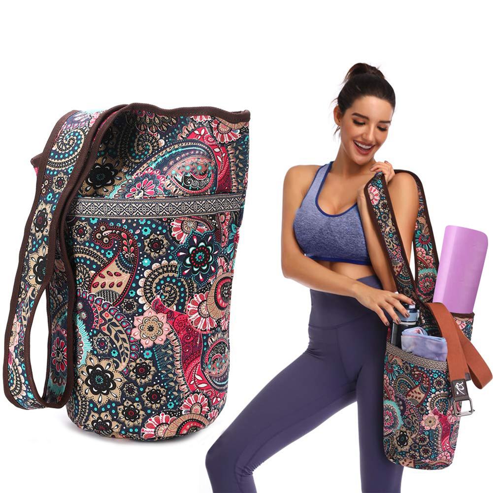 Yogamåtte taske afslappet lærred yoga taske rygsæk med stor lynlås lomme passer til de fleste størrelser yogamåtter tote slynge: Default Title