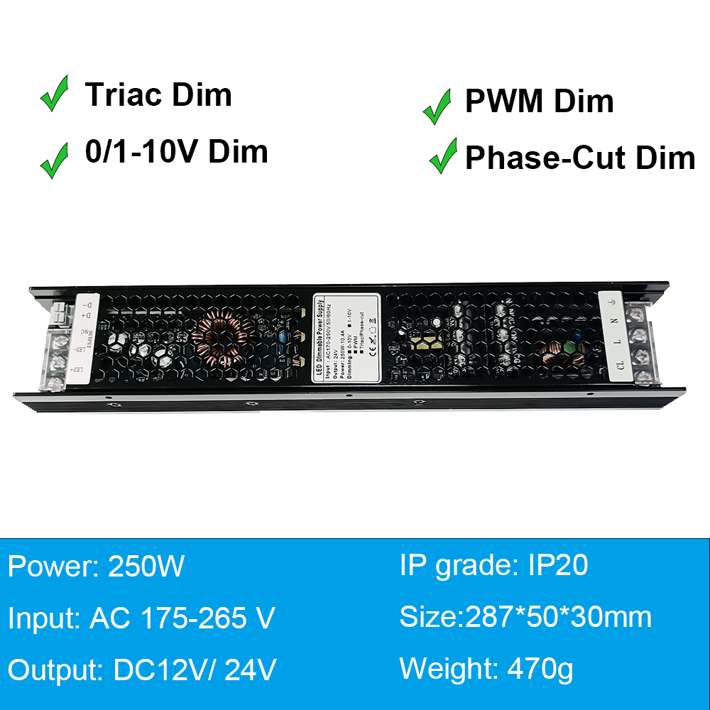 Triac Dimmable Led Driver 24V 12V Dimmable Power Supply 60W 100W 150W 200W 250W 300W Transformer 220v 24v Dimmable Led
