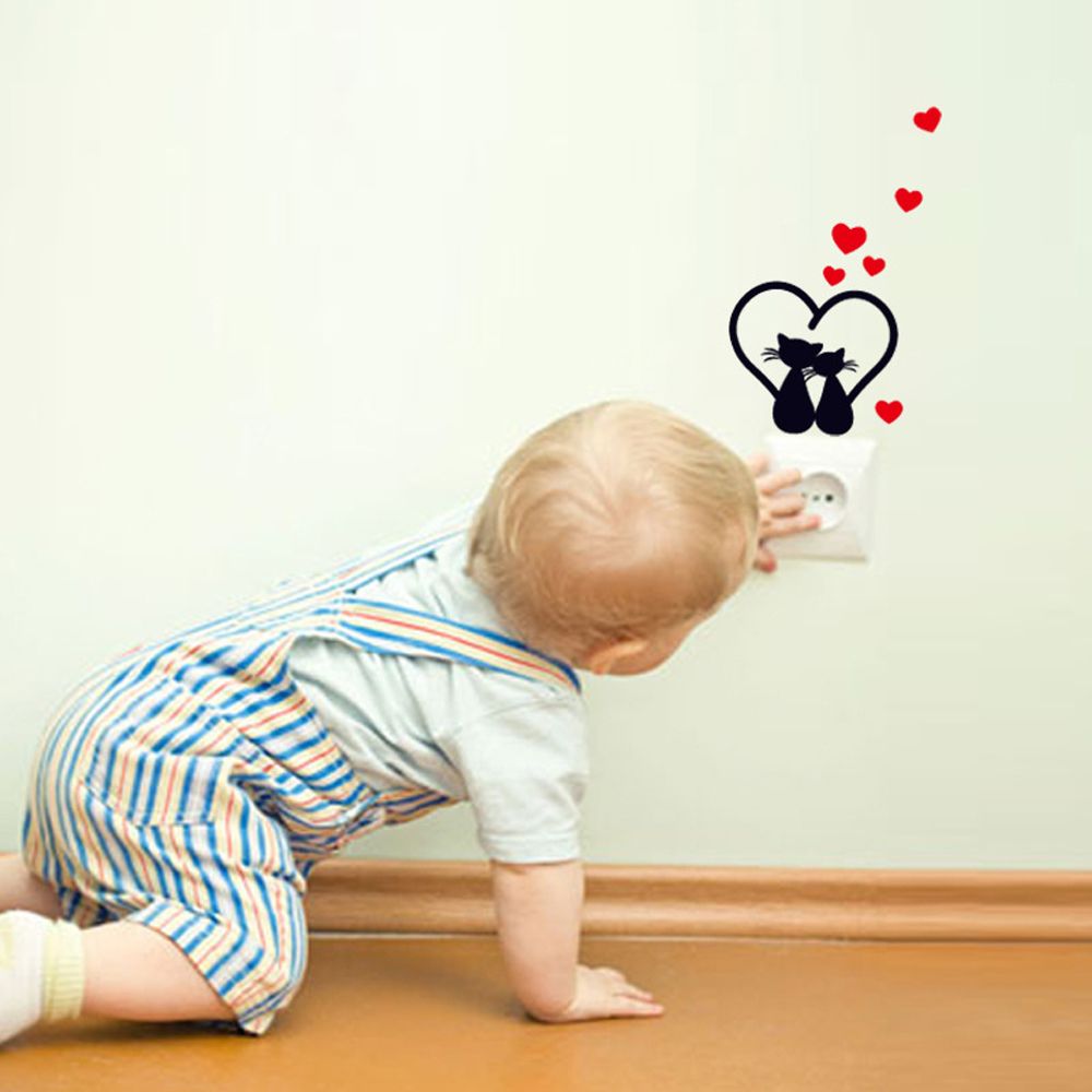 Autocollant Mural amovible en PVC noir | 2 pièces, autocollant de commutation de chat noir, autocollant Mural, dessin animé, pâte de prise d'animaux, décor de maison, chambre d'enfants amusant, bricolage