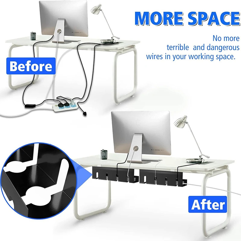 Standing Desk Cable Management Tray under Desk Cable Organizer Network Cable Holder Fixed Wire Bracket Desk Accessories