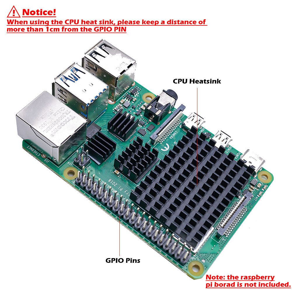 4 peças/lote raspberry pi 4 b dissipador de calor, raspberry pi dissipador de calor de alumínio com fita térmica para raspberry pi 4 modelo b