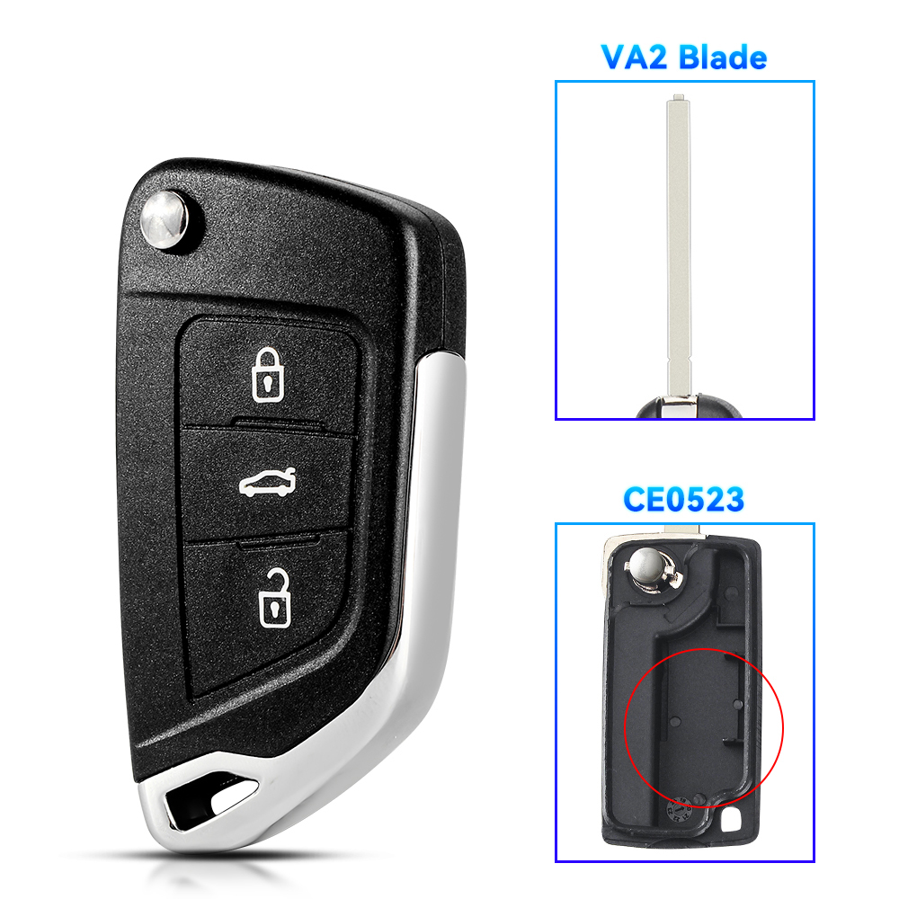 KEYYOU carcasa de llave remota modificada para Peugeot 207 307 308 406 407 607 807 3008 para Citroen C2 C3 C4 C5 C6 Berlingo Picasso: Naranja