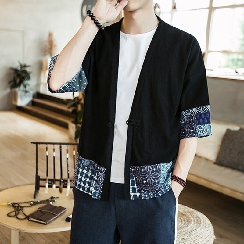 Japanese kimono cardigan men haori yukata male samurai costume clothing kimono jacket mens kimono shirt yukata haori FZ2005