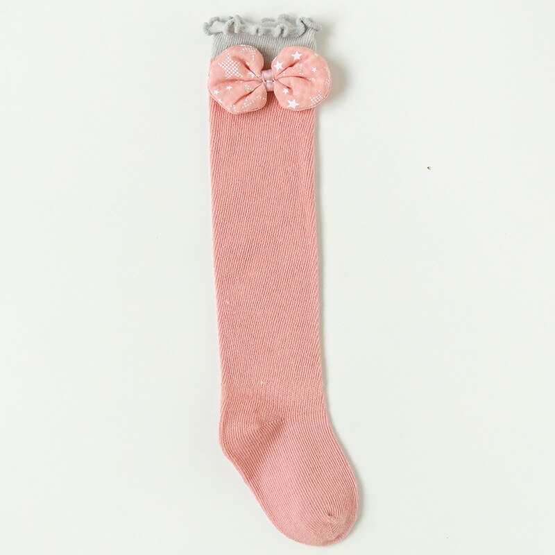 Baby-mädchen-socken, herbst, kleinkind, schleife, kniehoch, lang, weich, niedlich, freundlicher, weihnachtssocke, baumwollrüsche, neugeborenensocke für 0-3- jährige: Rosa / S  (0-1t)